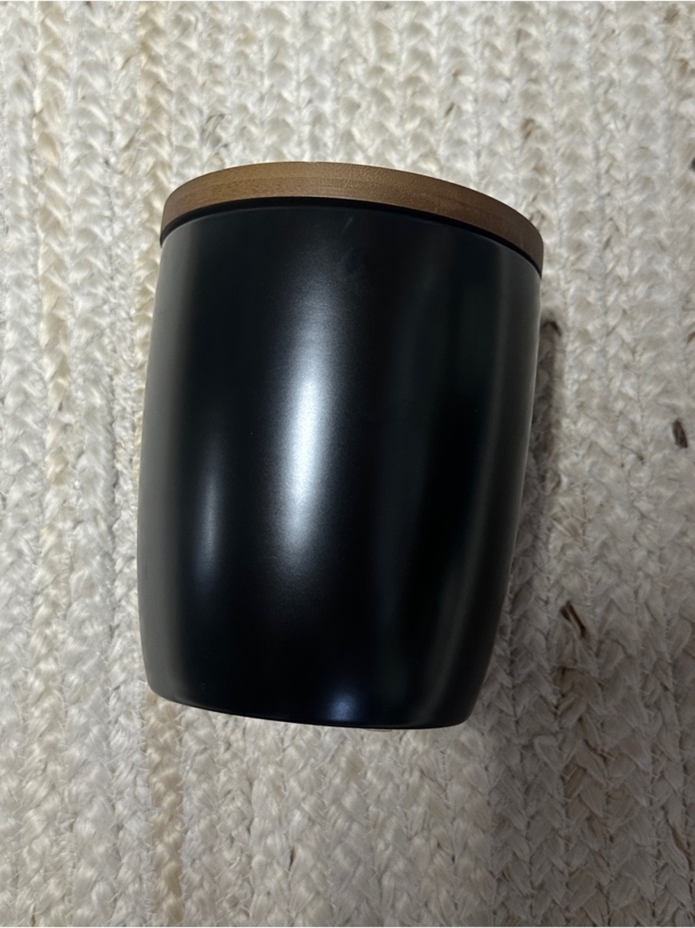 NEW The Container Store Marie Kondo Black Medium Ceramic Canister, Bamboo Lid